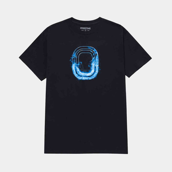 Front view of Men's Overtime Blue Flame Tee.