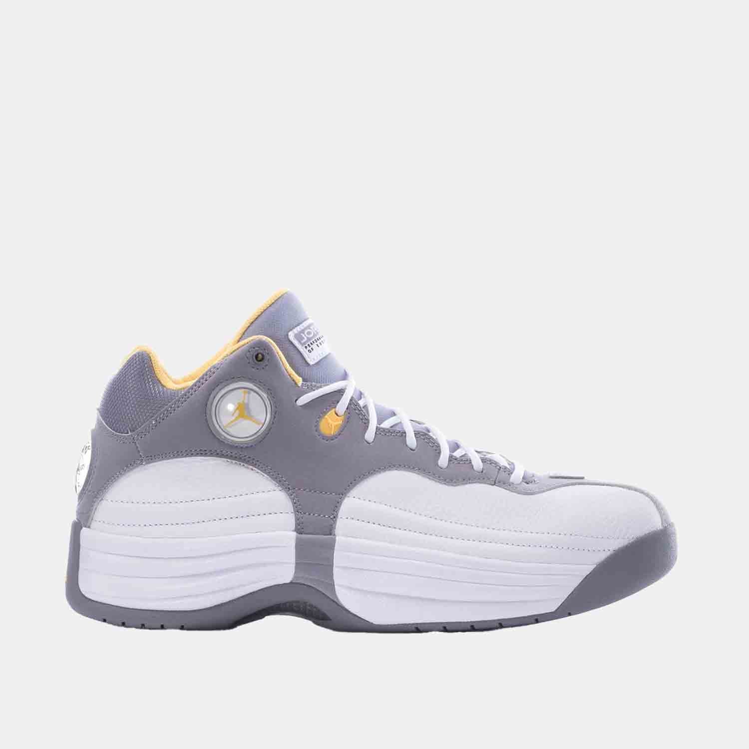 Side view of the Men's Jordan Jumpman Team 'Cement Topaz Gold'.