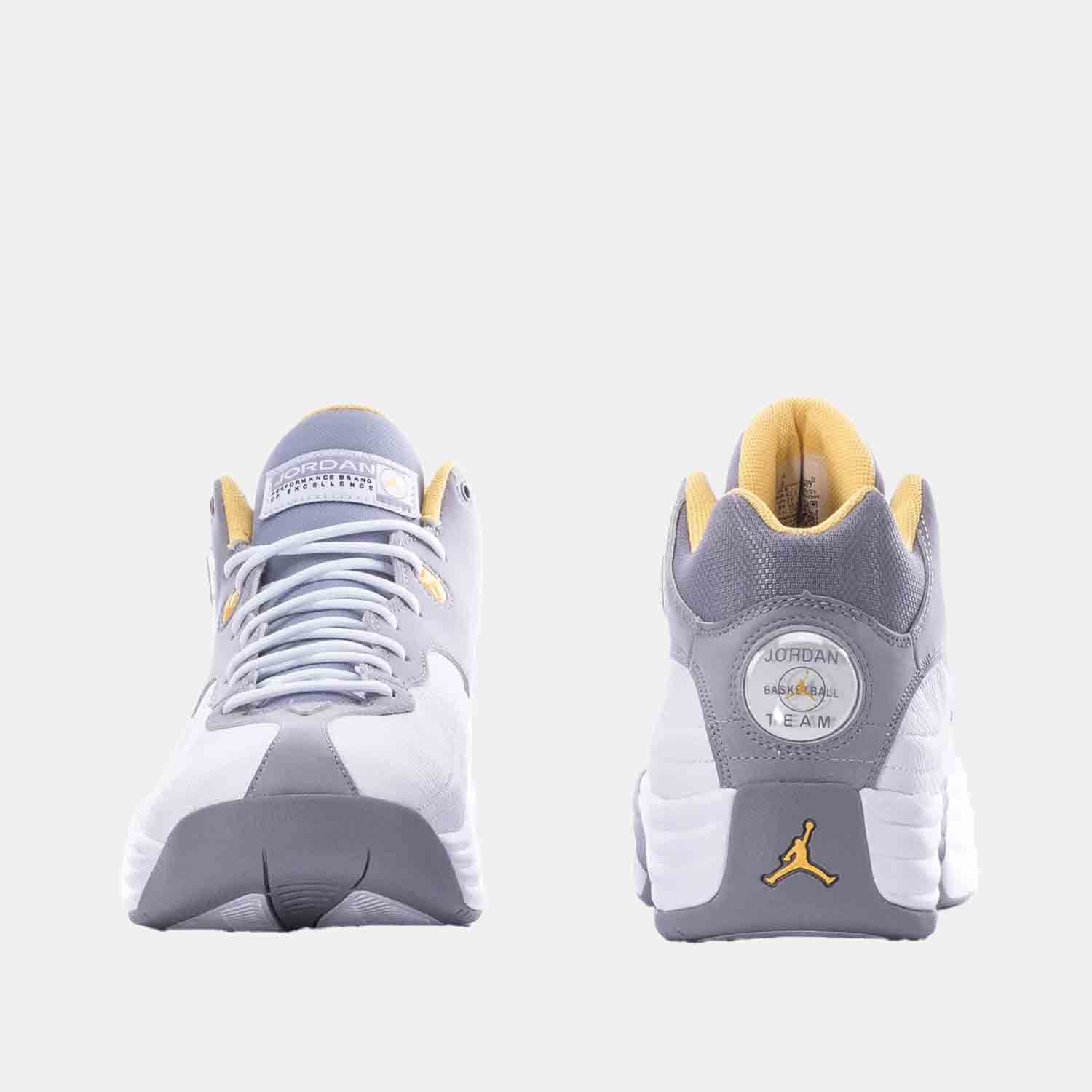 Front and rear view of the Men's Jordan Jumpman Team 'Cement Topaz Gold'.