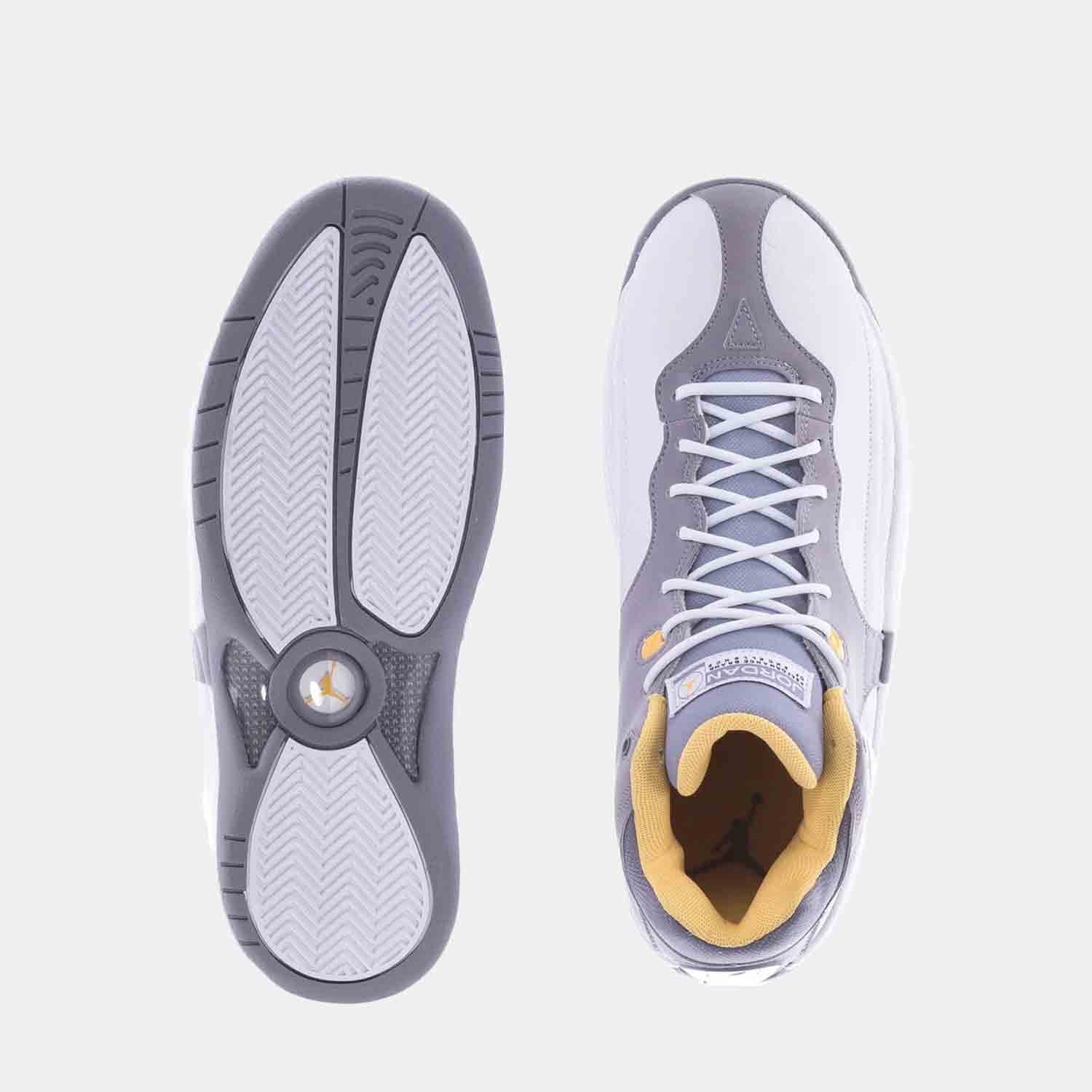 Bottom and top view of the Men's Jordan Jumpman Team 'Cement Topaz Gold'.
