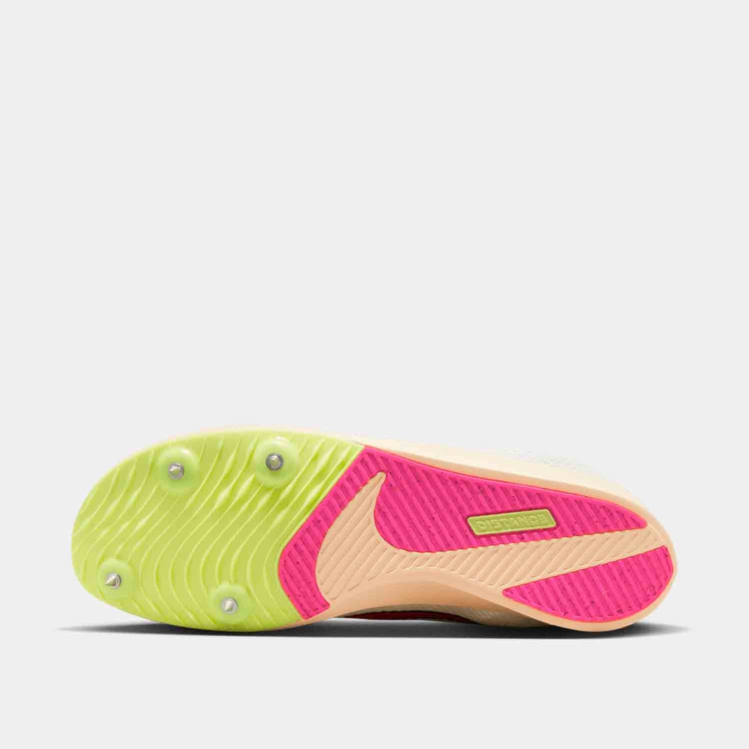 Bottom view of Nike Rival Distance Spikes.
