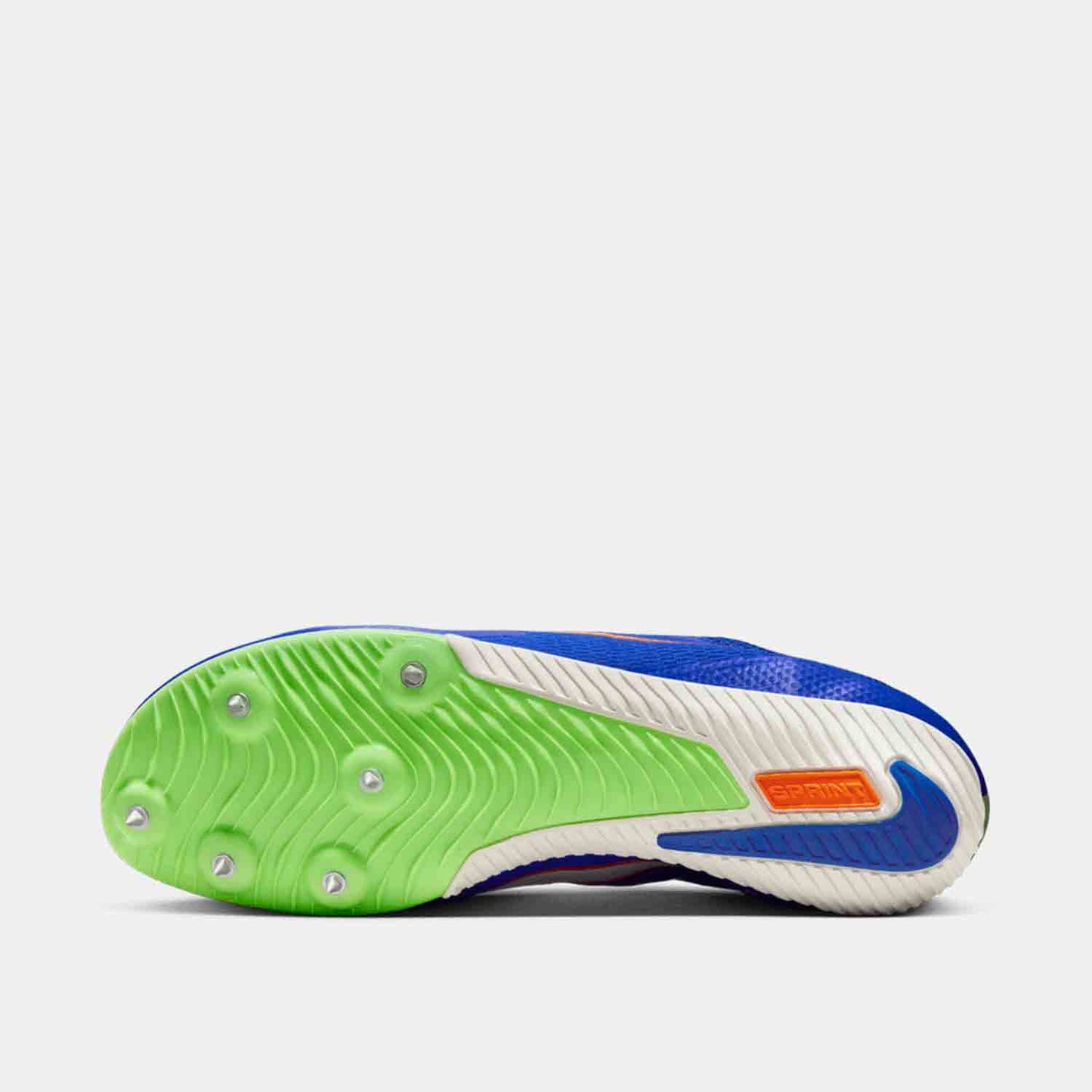 Bottom view of Nike Rival Sprint Spikes.