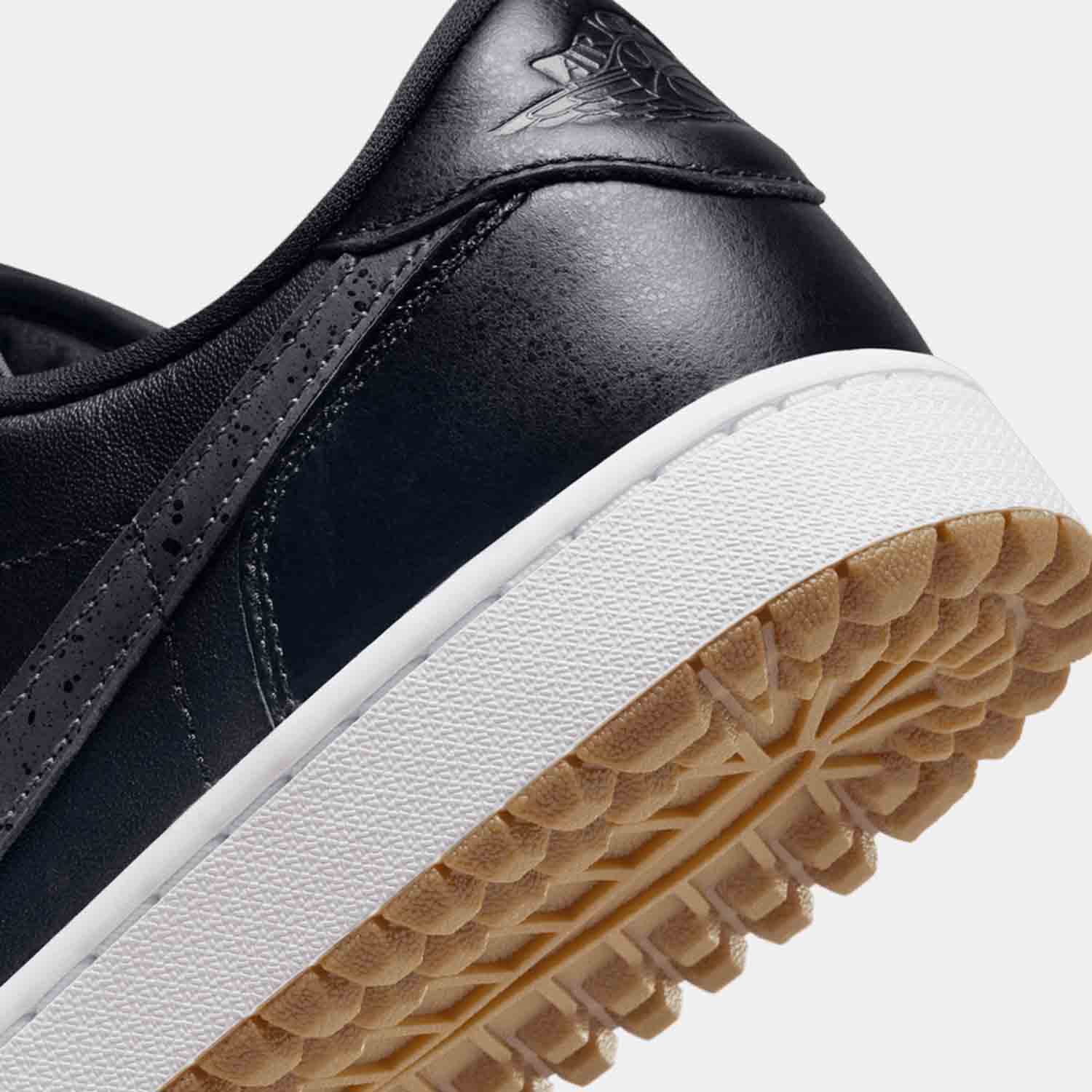 Up close rear view of Air Jordan 1 Low Golf Shoes.