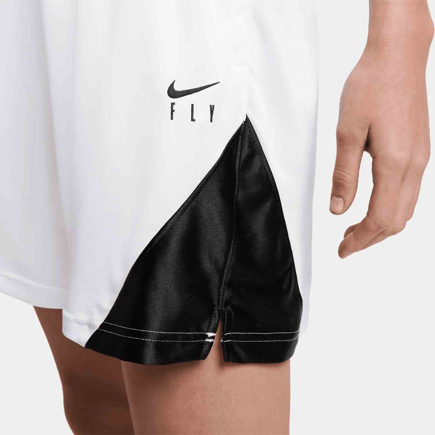 Up close side view of the Women's Nike Dri-FIT ISoFly Basketball Shorts.