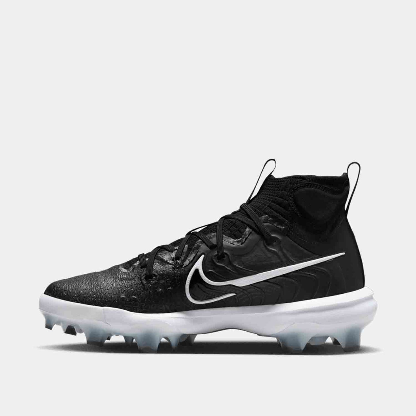 Side medial view of Men's Nike Alpha Huarache Baseball Cleats.