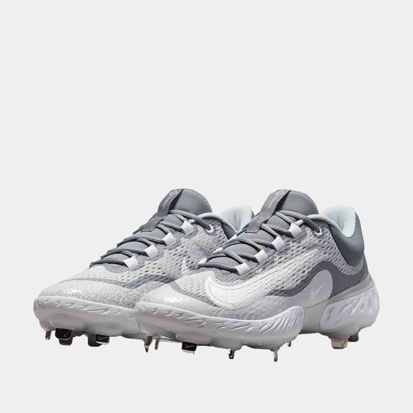 Front view of the Men's Alpha Huarache Elite 4 Low Metal Baseball Cleats.
