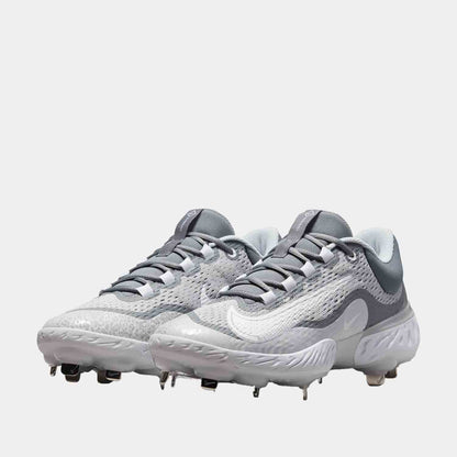 Front view of the Men's Alpha Huarache Elite 4 Low Metal Baseball Cleats.
