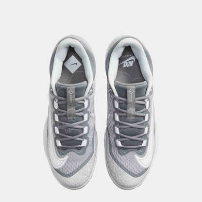 Top view of the Men's Alpha Huarache Elite 4 Low Metal Baseball Cleats.