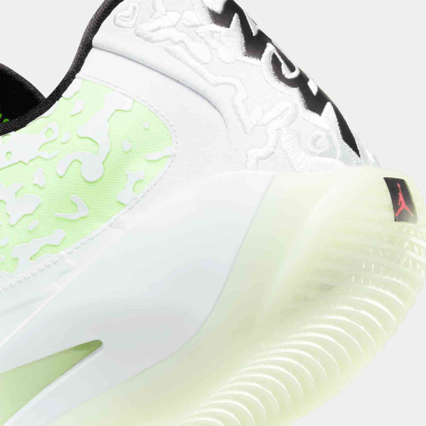 Up close heel view of Jordan Zion 3 'No Guts'.