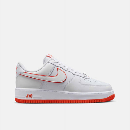 Side view of the Men's Nike Air Force 1 '07 Low ' White Picante Red'.