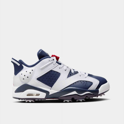 Men's  Retro 6 Low G 'Olympic' Golf Shoes, White/Midnight Navy - SV SPORTS