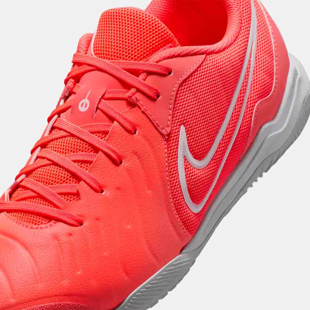 Up close, front view of the Nike Tiempo Legend 10 Academy Indoor Soccer Shoes.
