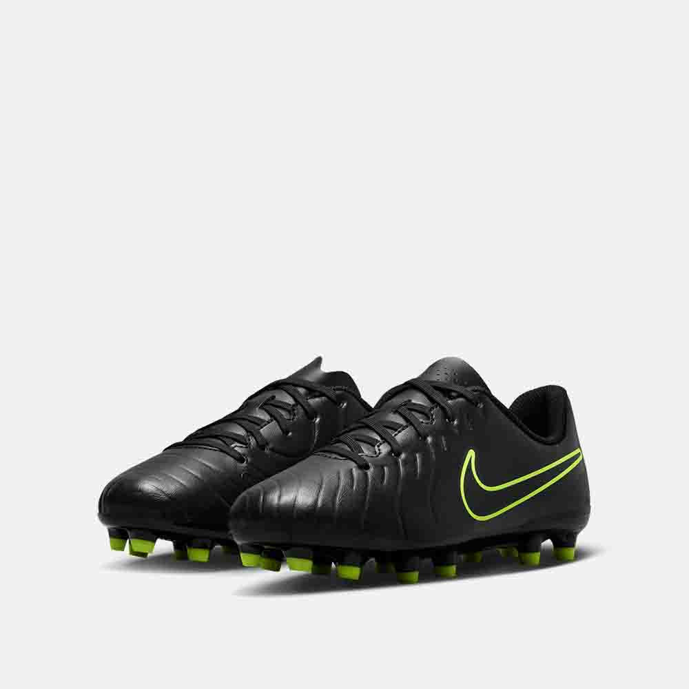 Front view of the Nike Kids' Tiempo Legend 10 Club Soccer Cleats.