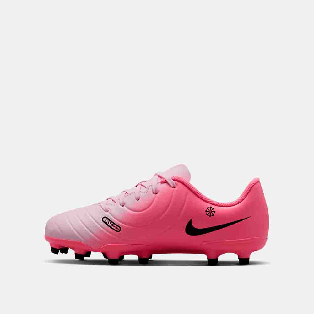 Side medial view of the Nike Kids' Tiempo Legend 10 Club Soccer Cleats.