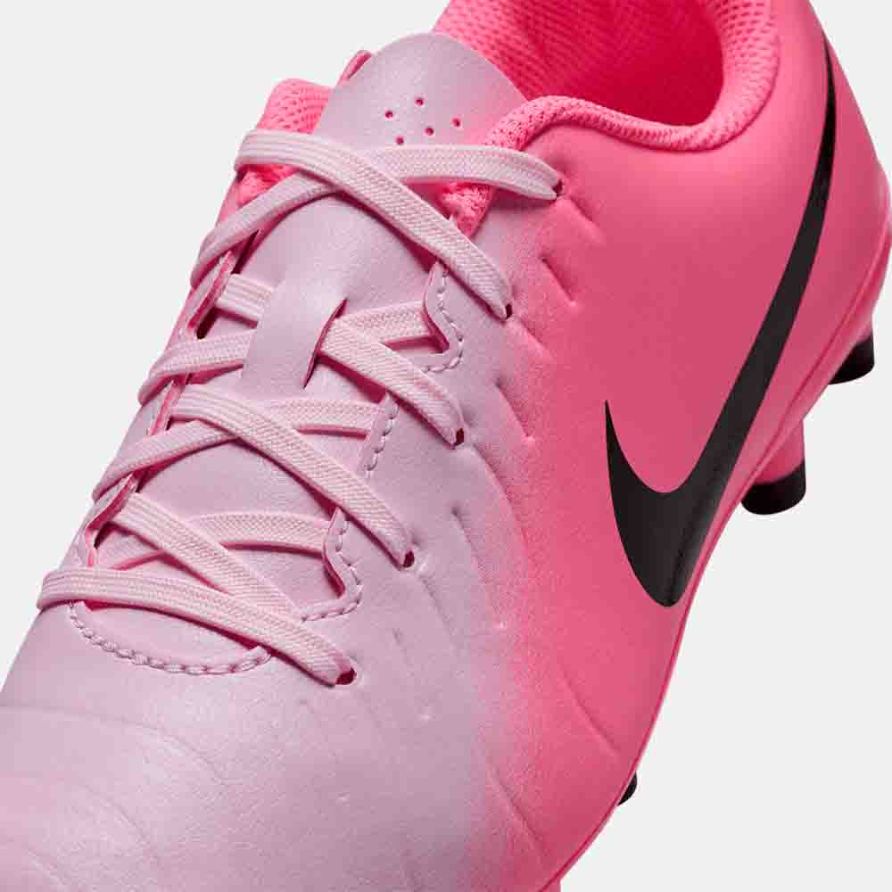 Up close, front view of the Nike Kids' Tiempo Legend 10 Club Soccer Cleats.
