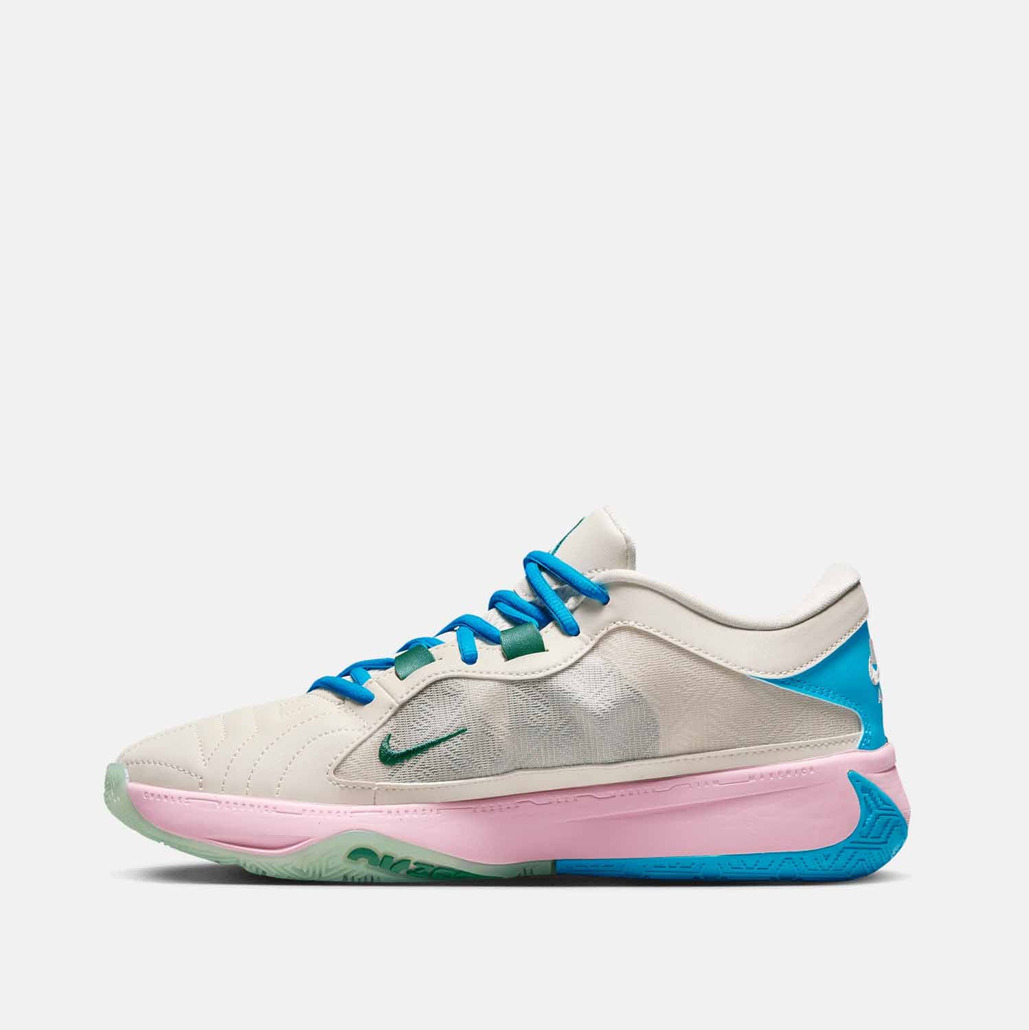 Side medial view of the Men's Nike Zoom Freak 5 'The Hard Way'.