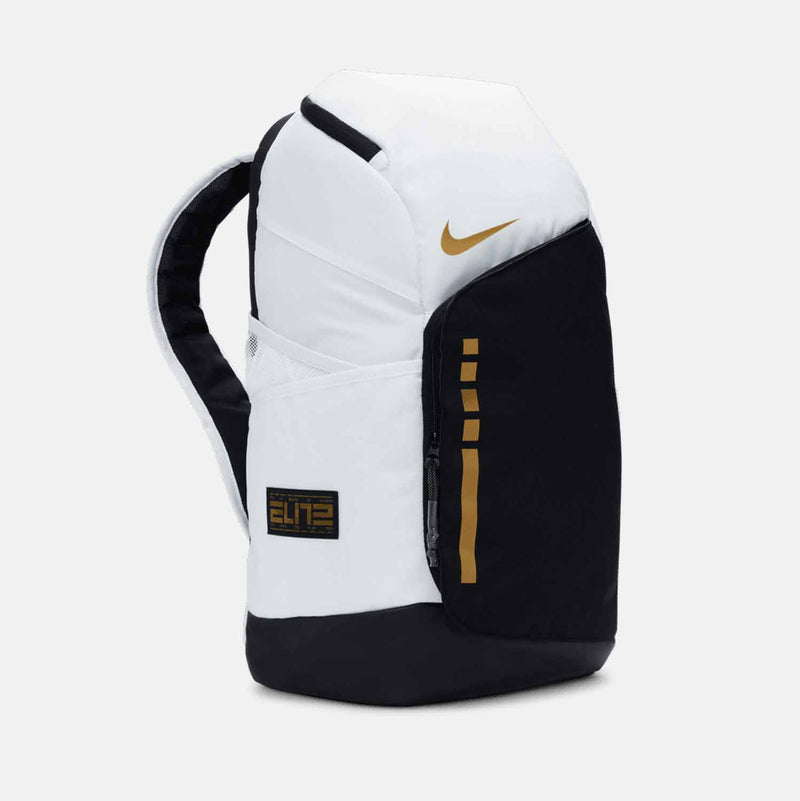 Hoops Elite Backpack, White/Black/Metallic Gold