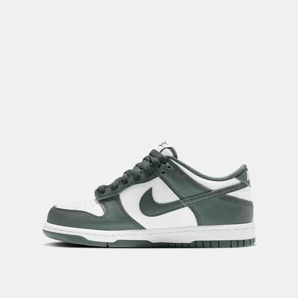 Side medial view of the Nike Kids' Dunk Low.