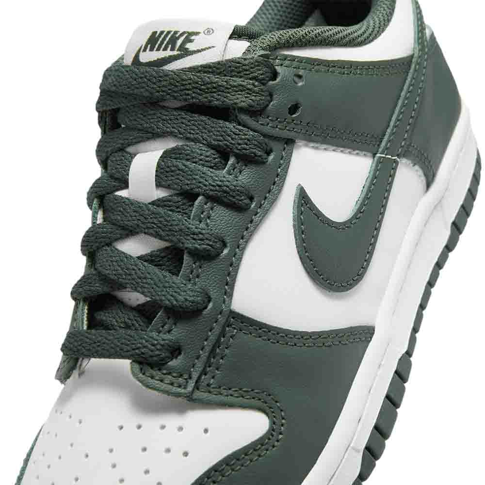 Up close, front view of the Nike Kids' Dunk Low.