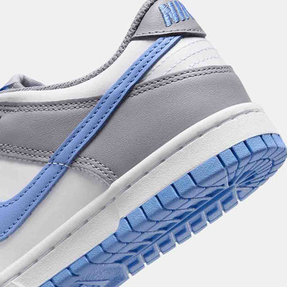 Up close, rear view of the Nike Kids' Dunk Low.