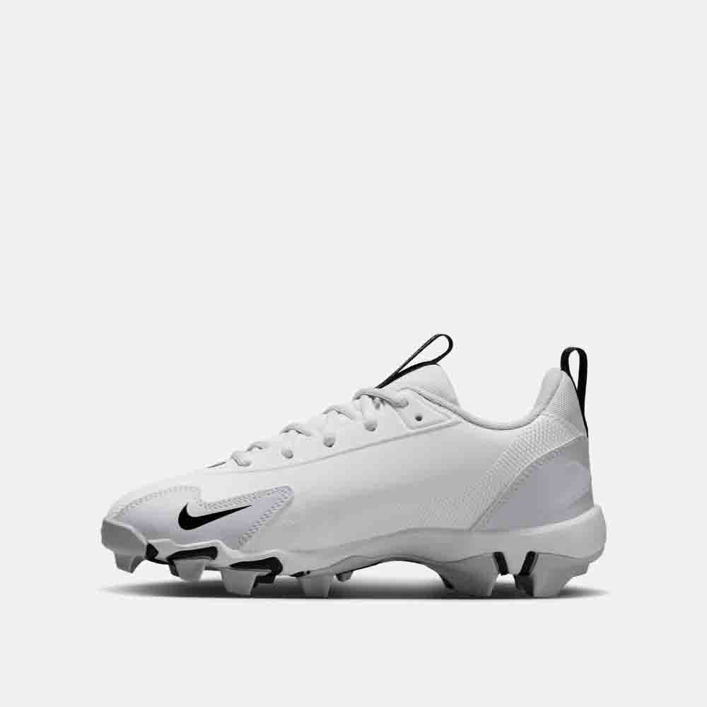 Side medial view of the Nike Kids' Force Trout 9 Keystone Baseball Cleats.