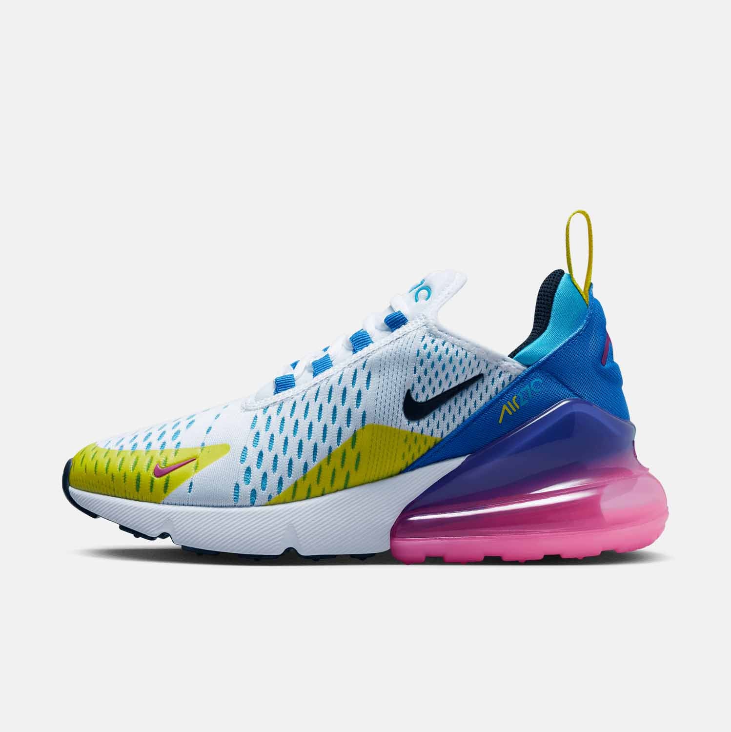 Side medial view of Kids' Nike Air Max 270 Running Shoes.