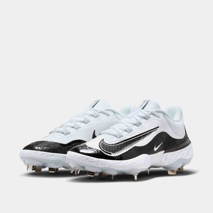 Front view of Men's Nike Alpha Huarache Elite 4 Low Metal Baseball Cleats.
