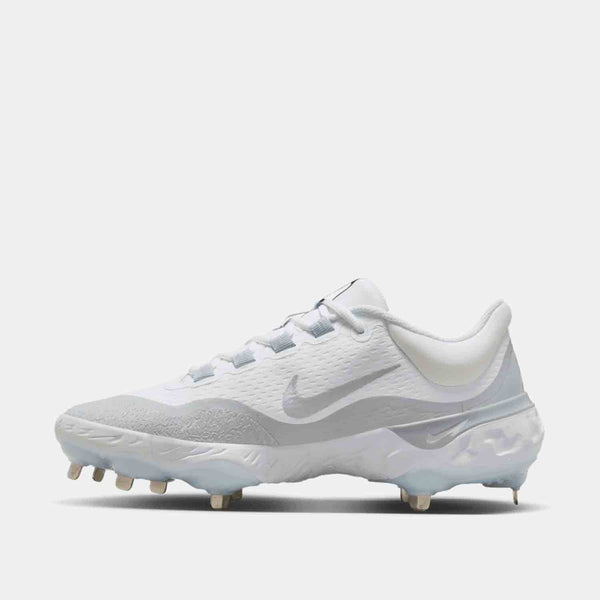 Side medial view of Men's Nike Alpha Huarache Elite 4 Low Metal Baseball Cleats.