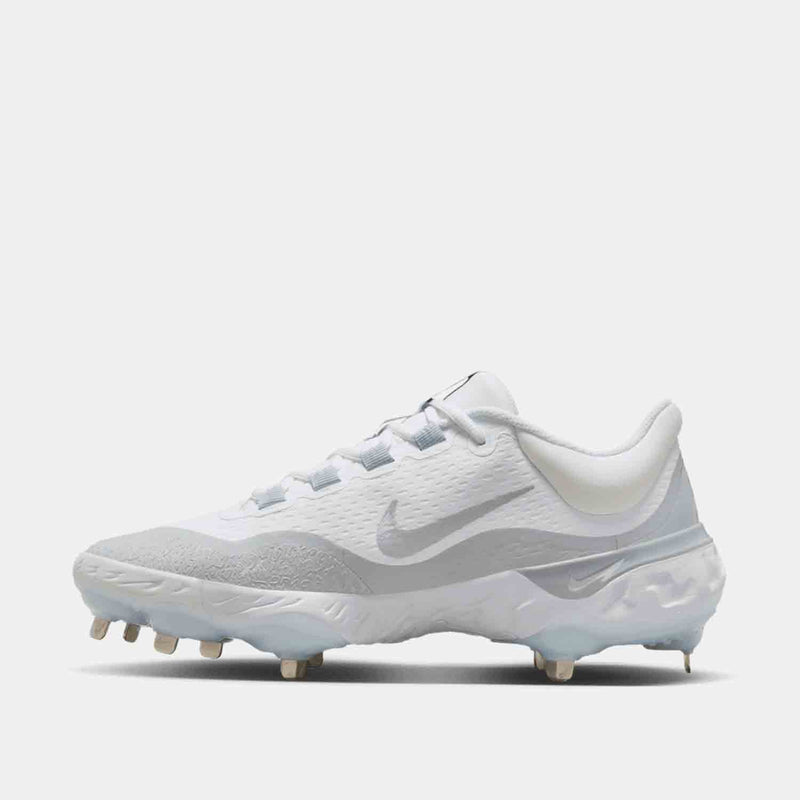 Side medial view of Men's Nike Alpha Huarache Elite 4 Low Metal Baseball Cleats.