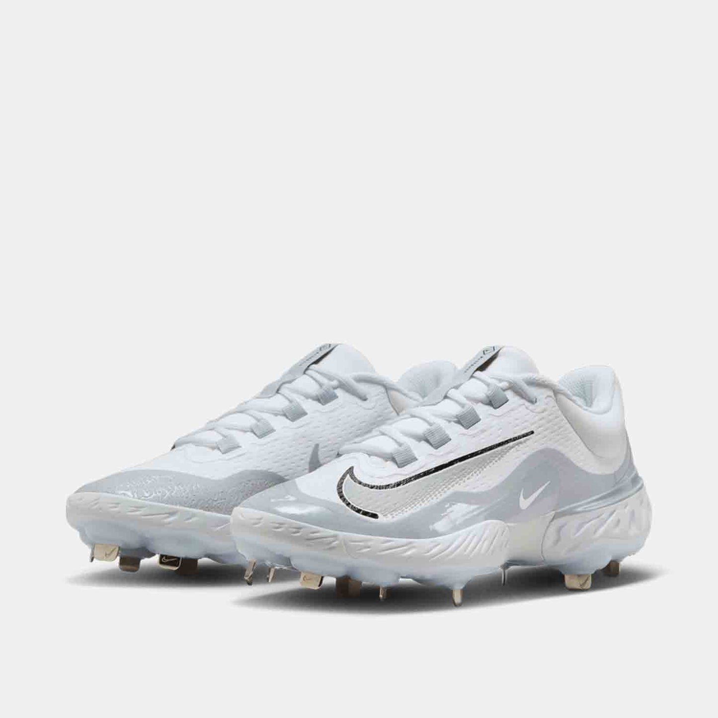 Front view of Men's Nike Alpha Huarache Elite 4 Low Metal Baseball Cleats.