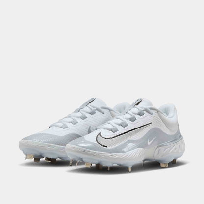 Front view of Men's Nike Alpha Huarache Elite 4 Low Metal Baseball Cleats.