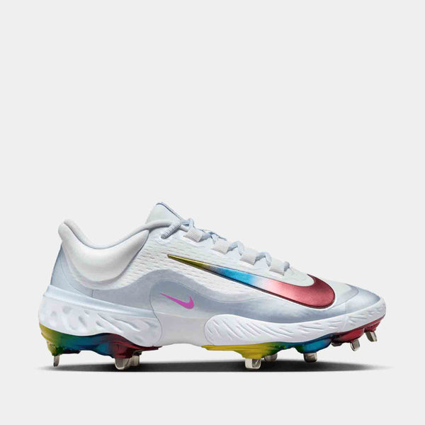 Side view of the Men's Alpha Huarache Elite 4 Low Metal Baseball Cleats.