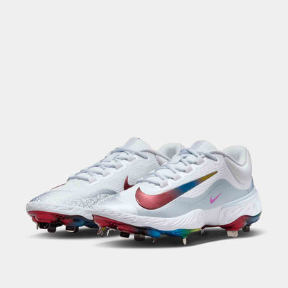 Front view of the Men's Alpha Huarache Elite 4 Low Metal Baseball Cleats.