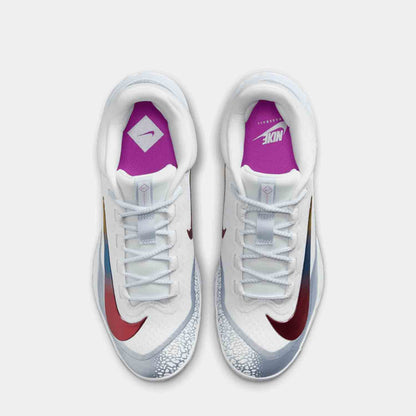 Top view of the Men's Alpha Huarache Elite 4 Low Metal Baseball Cleats.