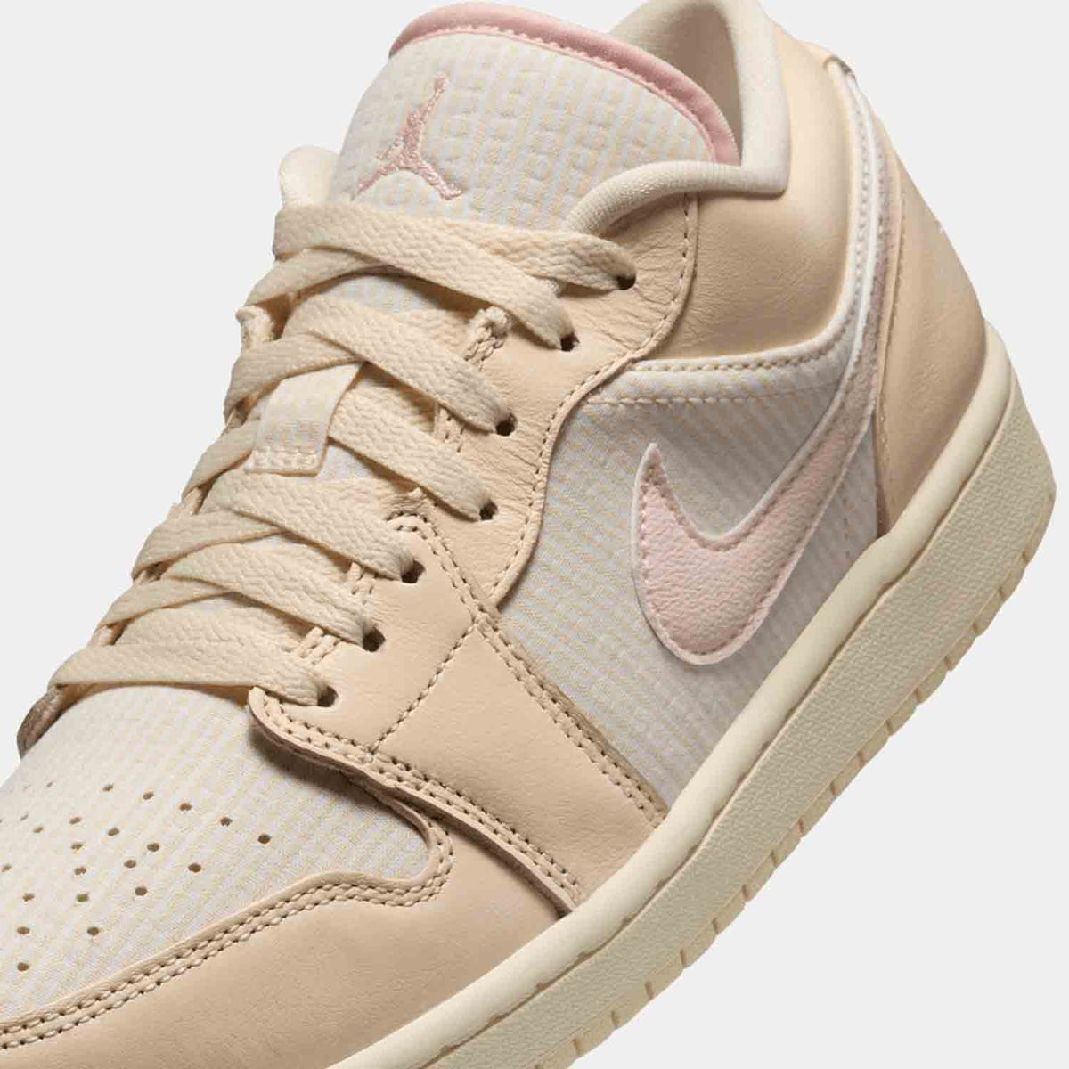 Up close, front view of the Women's Jordan 1 Low SE.