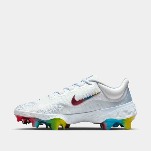 Side medial view of the Men's Alpha Huarache Elite 4 Low MCS Baseball Cleats.