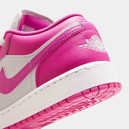 Up close, rear view of the Kids' Air Jordan 1 Low.