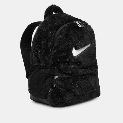 Side view of the Nike Big Kids' Faux Fur Backpack.