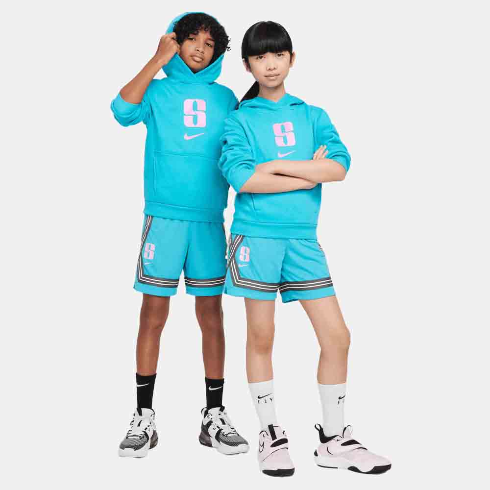 Front view of the Nike Kids' Sabrina Dri-FIT Basketball Shorts.