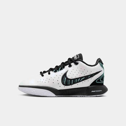 Side medial view of Nike Kids' LeBron XXI 'Conchiolin' Basketball Shoes.