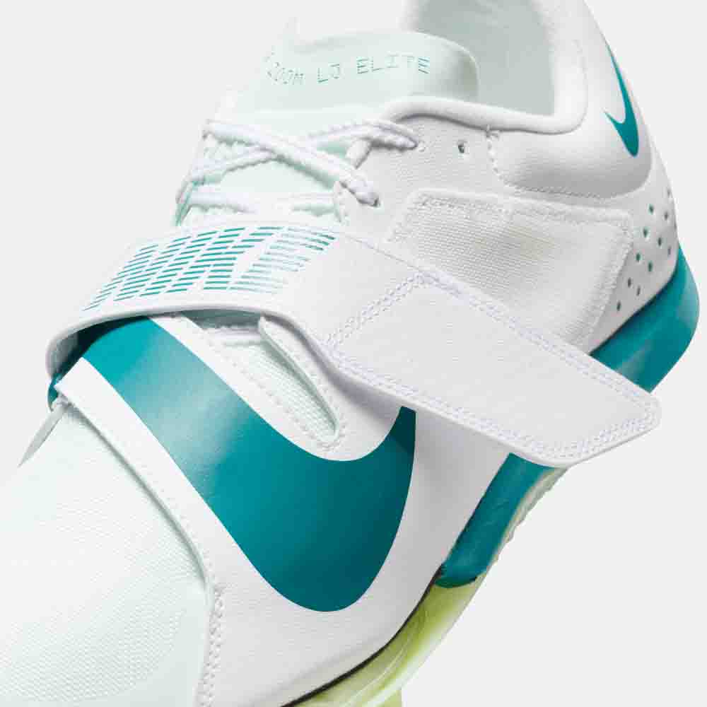Up close, front view of the Nike Long Jump Elite Jumping Spikes.