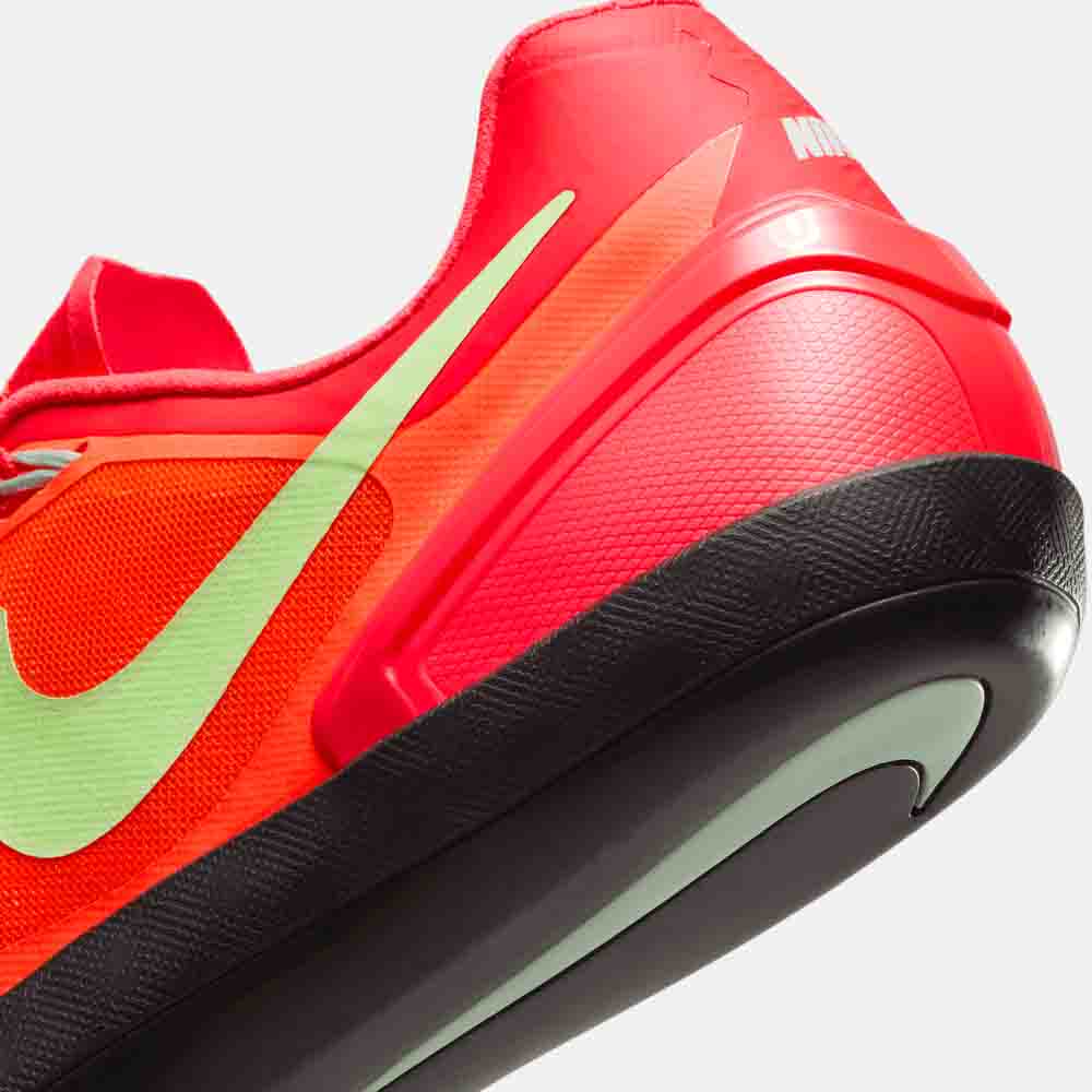 Up close, rear view of the Nike Zoom Rotational 6 Throwing Shoes.