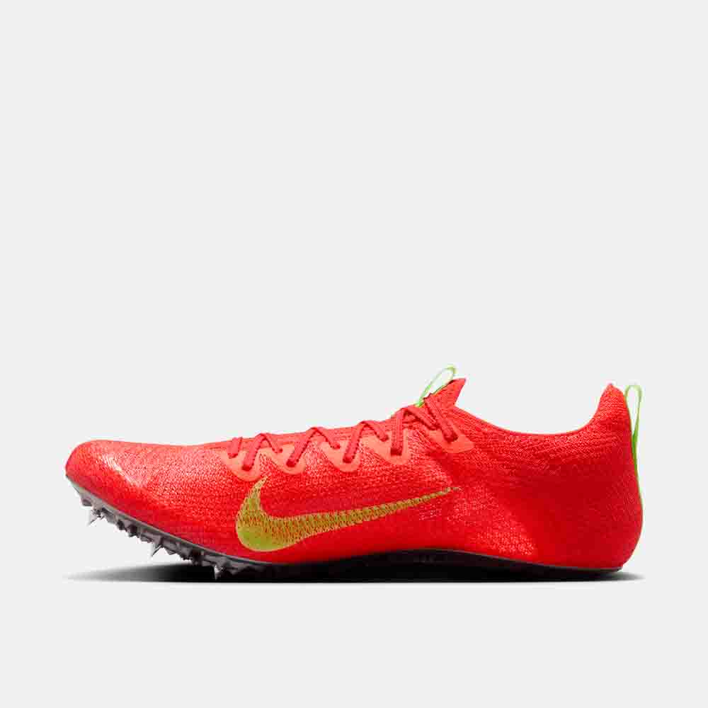 Side medial view of the Nike Superfly Elite 2 Sprinting Spikes.