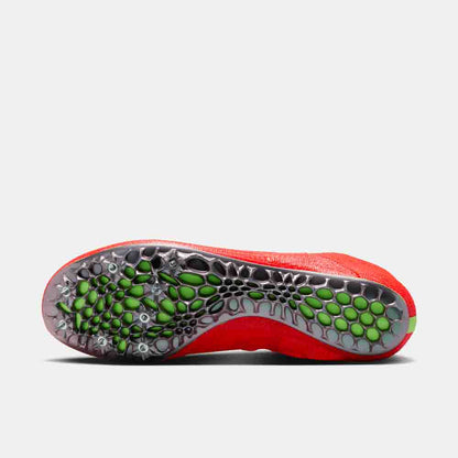 Bottom view of the Nike Superfly Elite 2 Sprinting Spikes.