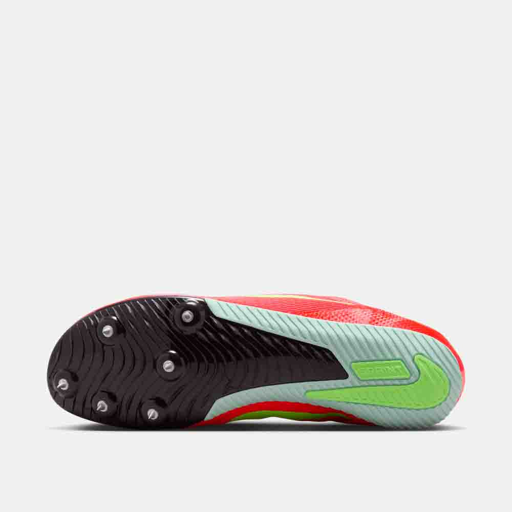 Bottom view of the Nike Zoom Rival Sprinting Spikes.