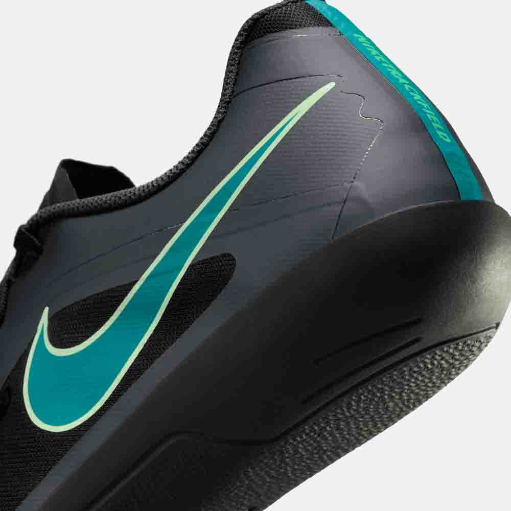 Up close, rear view of the Nike Zoom Rival SD 2 Throwing Shoes.