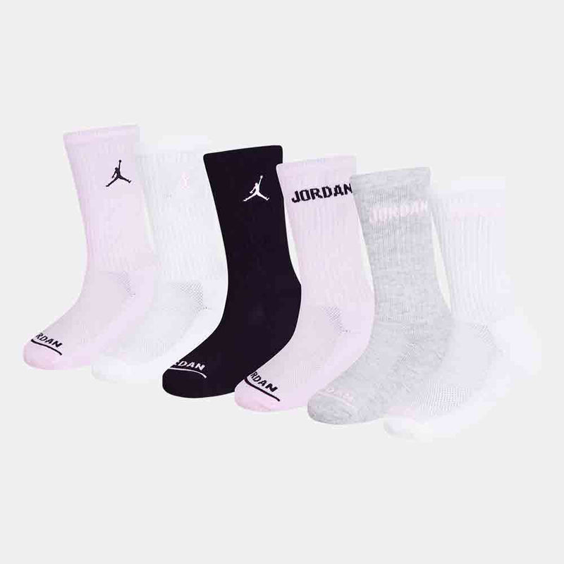 Side view of all the socks in the Nike 6 Pack Crew Socks.