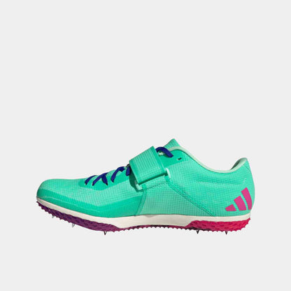 Side medial view of the Adidas Adizero High Jump Shoes.