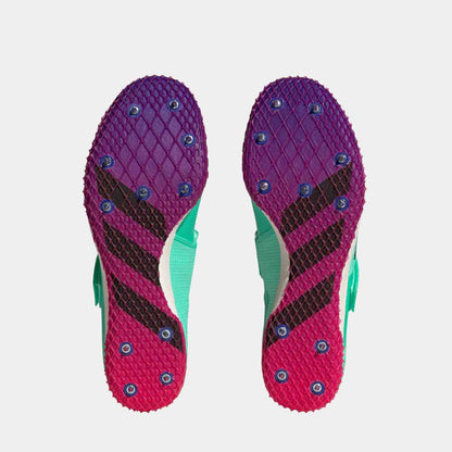 Bottom view of the Adidas Adizero High Jump Shoes.