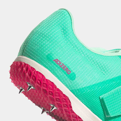 Up close, rear view of the Adidas Adizero High Jump Shoes.